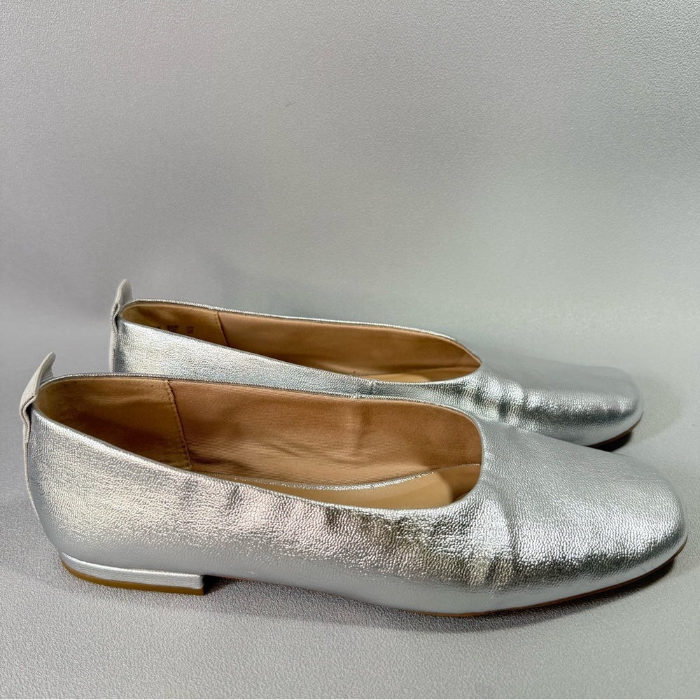 Franco Sarto Ariel Metallic Silver Square Toe Ballet Flats - Picture 2 of 15